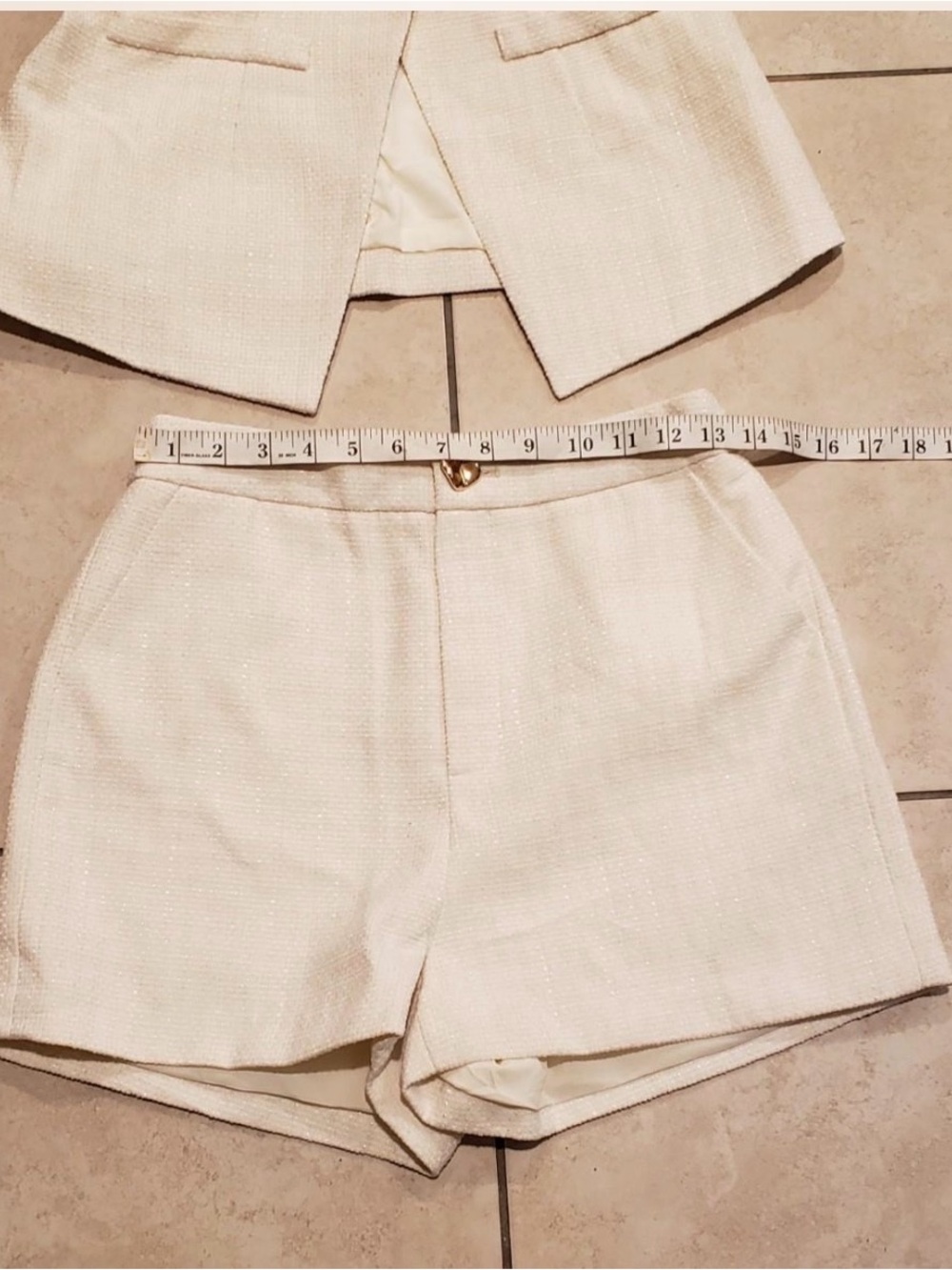 Commense Metal Button Tweed Vest & Shorts Set - Picture 8 of 9